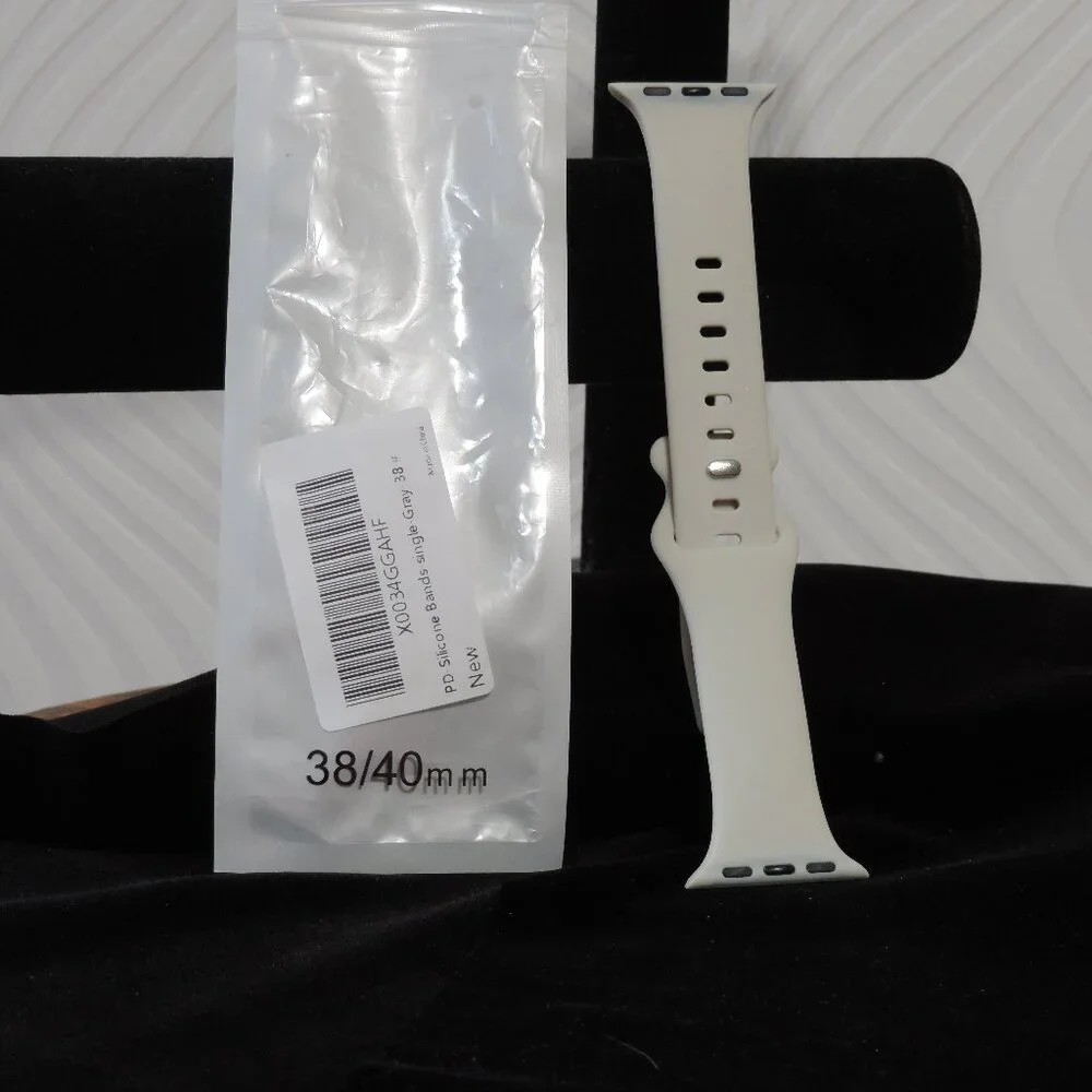 New 38/40mm Silicone Smartwatch band Choice of Gray White or Pink Sand